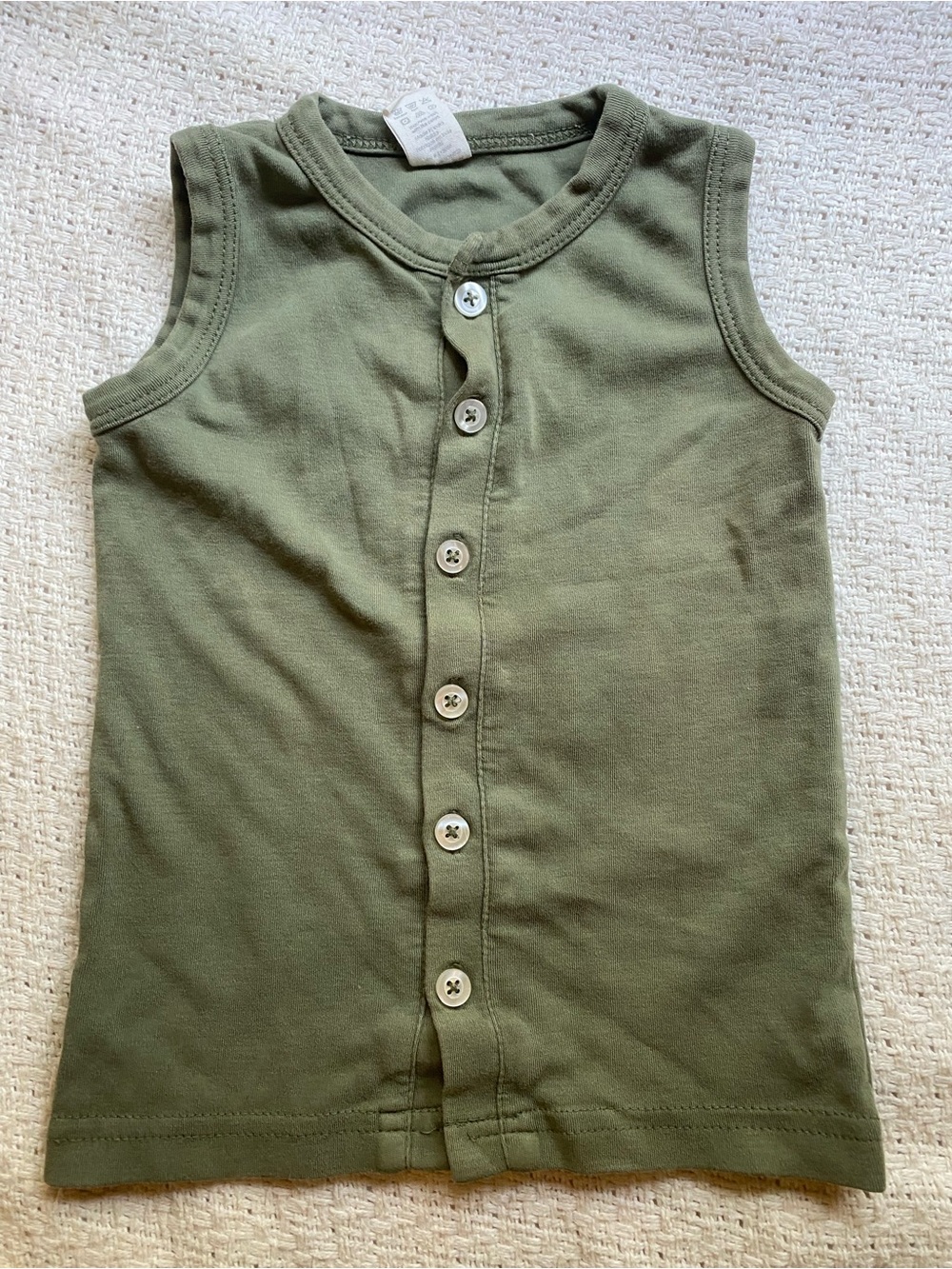 Olive Button up Kids Tank Top